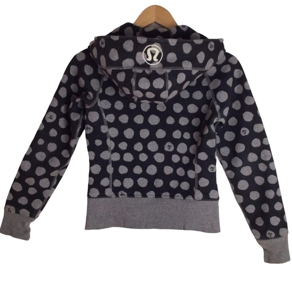 lululemon athletica Jackets & Blazers - Lululemon Grey black Polka Dot Scuba Hoodie Size 4 Zip Fitted Athleisure Jacket